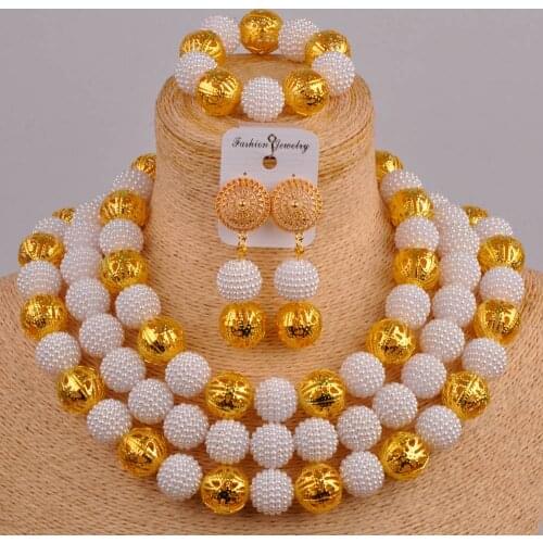 Fashion african beads white jewelry set costume necklace african jewelry set women nigerian wedding set ZZ25