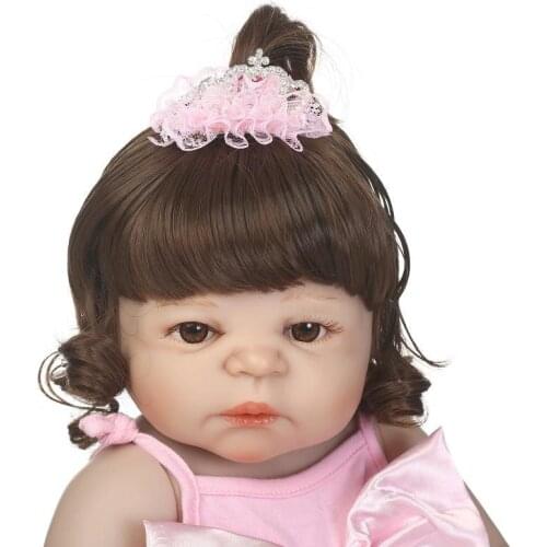 NPK Brown Curl Hair Wig For 55-57cm Reborn Doll Hair Wig High Fashion Hair Wig For Reborn Baby Doll DIY Doll Accessories