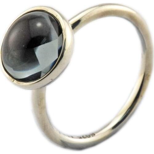 Poetic Droplet Rings with Aqua Blue Crystal 100% Authentic 925 Sterling Silver Jewelry Free Shipping FLR077B