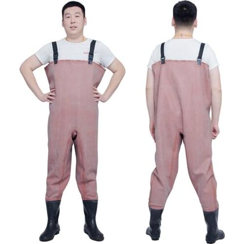 Full body thickened rubber launch pants half body rain pants waterproof fishing catch fish antifouling leather fork dig