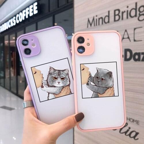 JAMULAR Cute Cats Dogs photos Phone Case For iPhone 12 11 Pro 7 XS MAX X XR SE20 8 Plus Transparent Hard Matte Cover Candy Coque