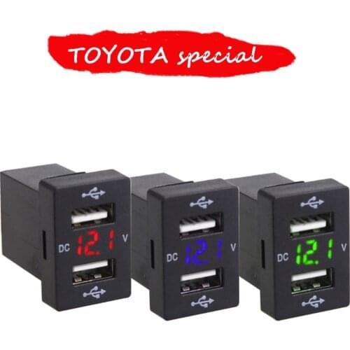 Voltage early-warning 3.1A 2 USB Interface Socket Charger Adapter For TOYOTA DC Power Inverter Converter Charge iPhone Mobile