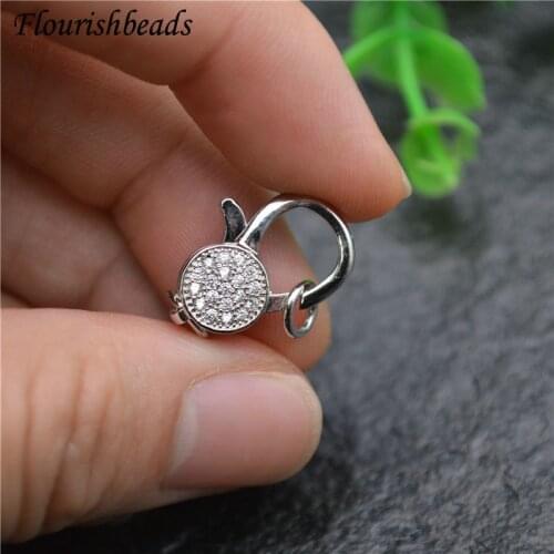 Luxury Pave CZ Zircon Beads Round Lobster Clasp Fasteners DIY Jewelry Makings Necklace Bracelet Chain Accessory Supplies 10pcs