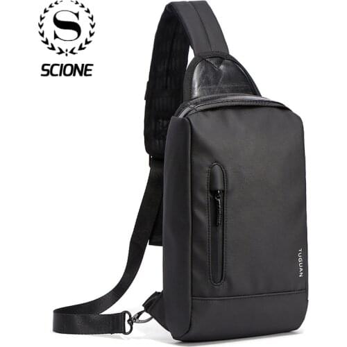 Scione Korean Solid Waterproof Chest Bag For Men Boys Student Travel Shopping Dust-proof Mini Large Capacity Black Pecho bolso