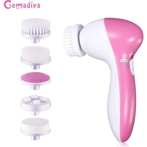 5 in 1 Facial Cleansing Brush Spin Brush For Face Electric Face Pore Cleaner Washer Facial Skin Care Massager Skin Beauty