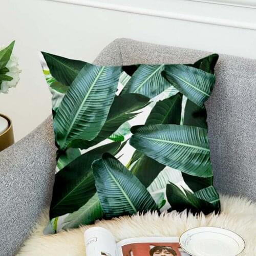 Tropical Plants Pillow Case Polyester Decorative Pillowcases Green Leaves Throw Pillow Cover Square Poszewki Na Poduszki style4