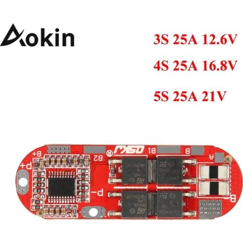 BMS 25A 3S 12.6V 4S 16.8V 5S 21V 18650 Li-ion Lithium Battery Protection Circuit Charging Board Module PCM Polymer Lipo Cell PCB