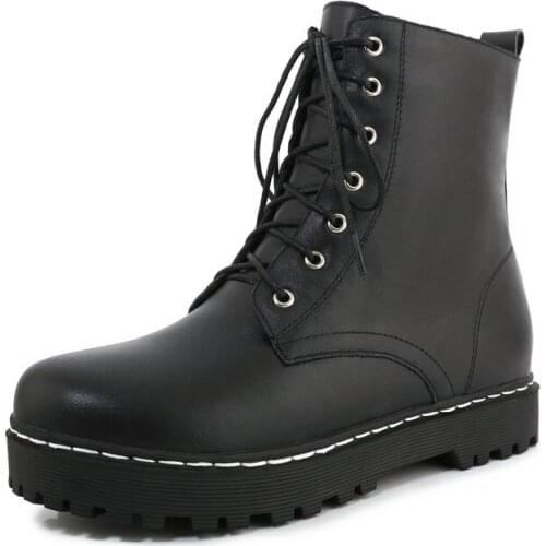 SKLFGXZY Russia Women boots Genuine leather Martin boots lace-up To keep warm snow boots Womens shoes Size 34-43