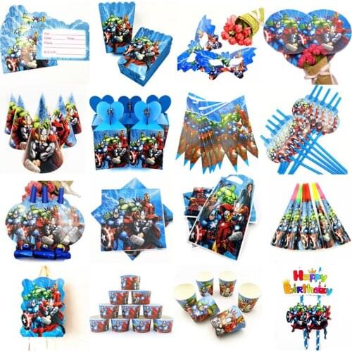 10 Kids Avenger Happy Birthday Party Supplies Disposable Tableware Festival Decoration Event Favor Gender Reveal Boys Gifts