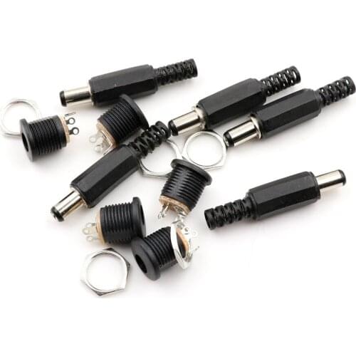 10PCS Male DC Power Plug Connector Screw Lock Female Panel Socket Mount Adapter R06 5.5mm*2.1mm