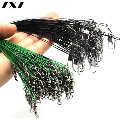 100pcs Stainless Steel Braided Trace Fishing Wire Line Anti-bite Line Shock Spinning Leader Rigs Tapered Line Leash Snap Swivel