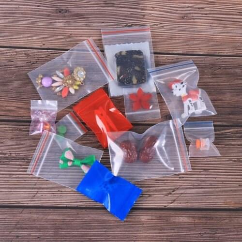 100Pcs/Pack Plastic Poly Bags Grip Self Seal Resealable Reclosable Zip Lock Bag Waterproof Seal Pills Clear Bag