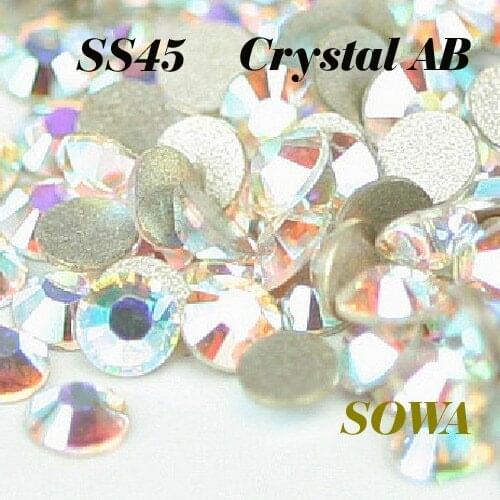 144pcs/Lot SS45 (9.90--10.2mm) Crystal AB/Clear AB Flat Back Glue on ( Nail Art ) Non Hot Fix beads Free Shipping