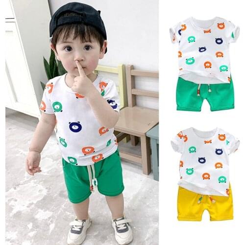 2019 Childrens Clothing Set 0-4Y Summer Boys Clothes Set Casual Sport Suit Cartoon Kids Girl Short Sleeve T-Shirt+Shorts 2pcs