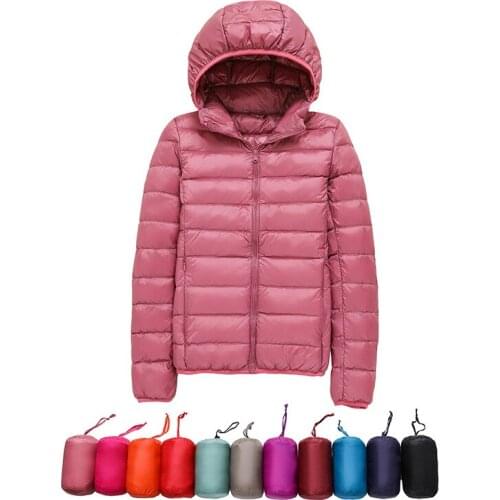 2021 Womens Thin Down Jacket Fashion Outdoors Casual Hooded Puffer Jacket Ultra Light Essential Puffer Coat Plus Size