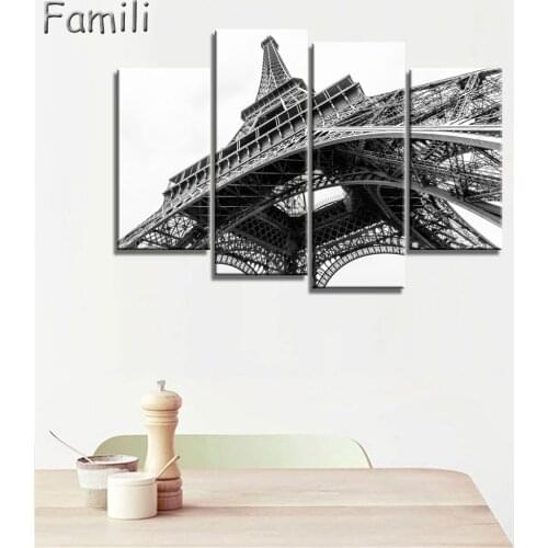 4pcs Canvas Picture Paris Eiffel Tower Painting Paintings on the wall Home Decoration Modular paintings on the wall