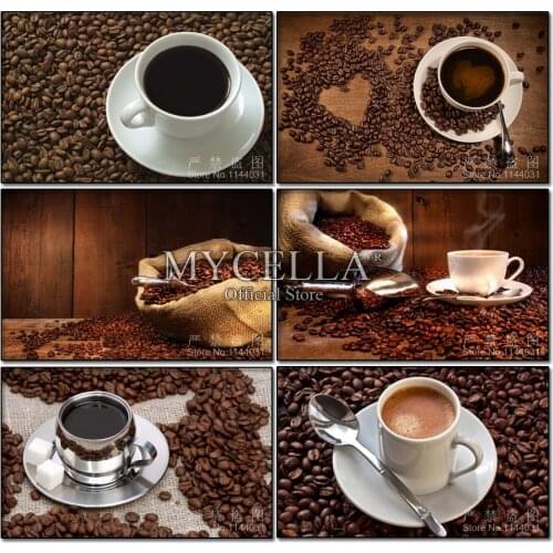 5D DIY Diamond Painting Coffee Beans Cross Stich Full Round Drill Diamond Embroidery Cup Coffee Rhinestones Mosaic Home Decor