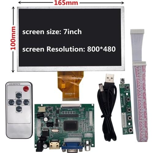 7 inch for Raspberry Pi Banana/Orange Pi mini computer LCD Screen Display Monitor Remote Driver Control Board 2AV HDMI VGA