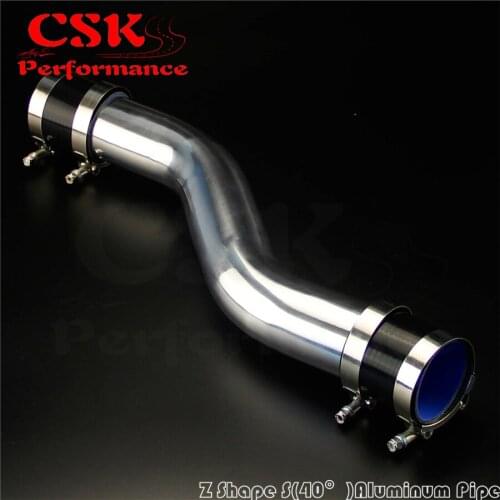 70mm 2.75" inch 40 Degree Z / S Shape Aluminum Intercooler Pipe Piping Tube hose + Silicone hose w/ T-clamps