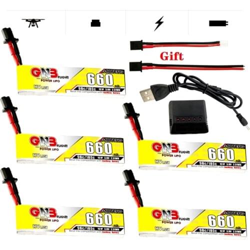Gaoneng GNB 1S 3.8V HV Lipo Battery 4.35V 660mAh 90C/180C With GNB27 Plug+Charger For Emax Tinyhawk King Kong Ldarc TINY7 Drone
