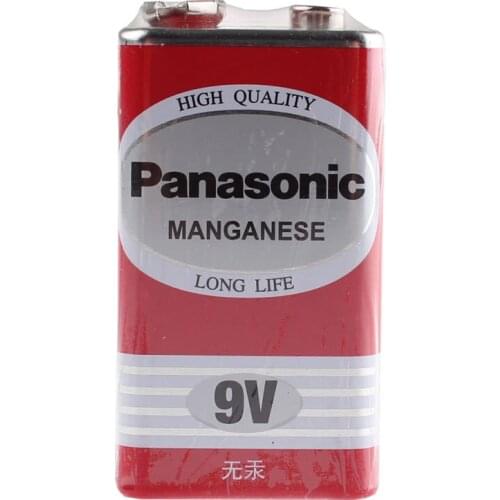 Panasonic 9V 6F22 Zinc Carbon Batteries Super Heavy Duty Dry Battery Cell for Wireless Microphone Alarm Mercury Long Life