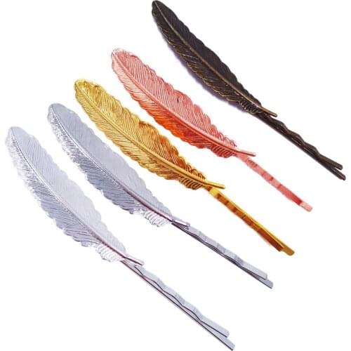 Free Shipping 100piece 55mm Hair Pins with Feather Hairpins Jewelry Findings Hair accessories Wholesale HPF54
