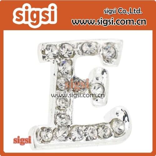 Shiny crystal letter E brooch jewelry cheap rhinestone letter brooch