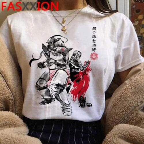 Fullmetal Alchemist t-shirt summer top male white t shirt harajuku kawaii japanese streetwear clothes aesthetic kawaii