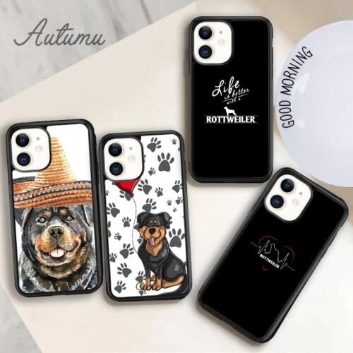Cartoon Rottweiler Dog Phone Case for iPhone 11 12 Pro Max mini X XR XS SE 2020 5 6S 7 8 Plus Samsung Galaxy S8 S9 S10 Cover