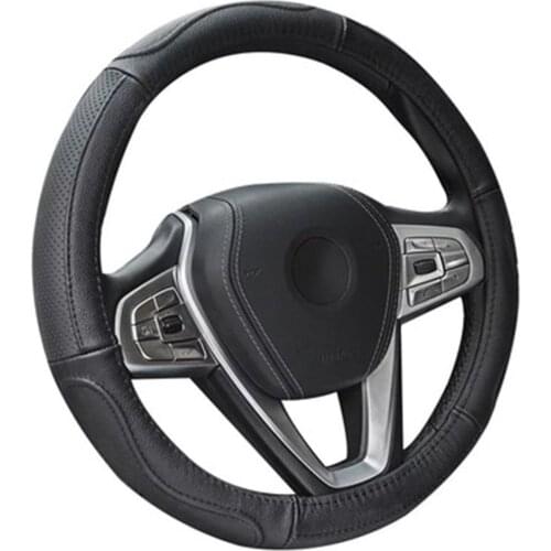 Steering Wheel Cover Head Layer Cowhide Car Microfiber Leather Non-slip Properties Breathable UV Barrier Cover