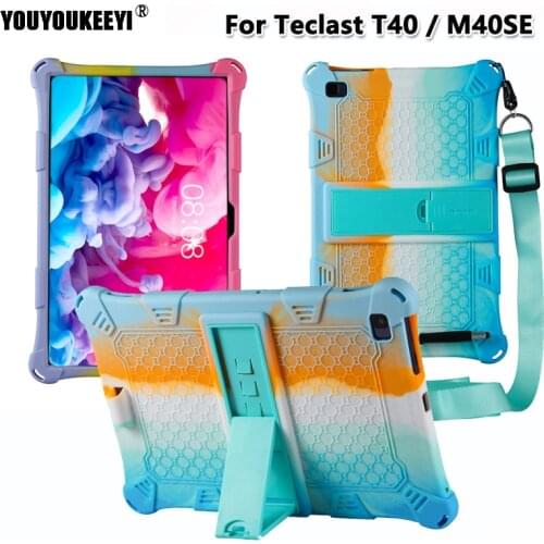Kids Safe Shockproof Silicone Cover For Teclast M40SE 10.1inch Tablet With Detachable Kickstand And Shoulder StraP For T40 Coque