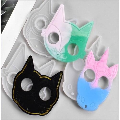 DIY Crystal Epoxy Resin Mold Homemade Childrens Schoolbag Pendant Defense Keychain Cat Face Silicone Mold For Resin