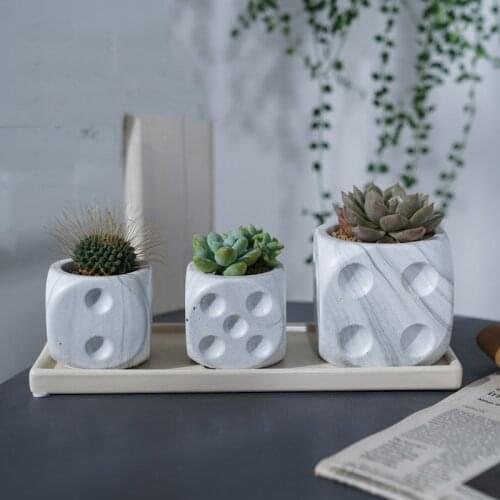 Square Shape Concrete Flower Pot Silicone Mold Creative Dice Plaster Molds For Succulent Plants Flowerpot Cement Mould
