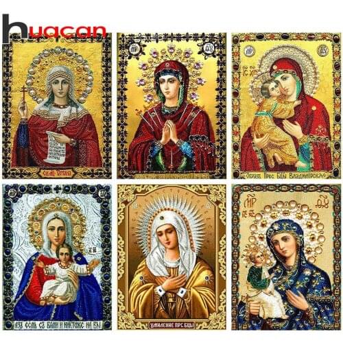 Huacan Full Square Diamond Painting Icons Religion 5D Diamond Embroidery Mosaic Kits Art Home Decoration