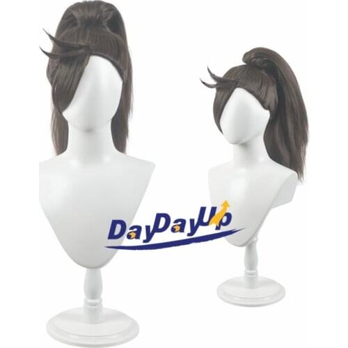 LOL Yasuo True Damage Brown Ponytail Long Role Play Cosplay Heat Resistant Synthetic Hair Carnival Halloween Party +Free Wig Cap