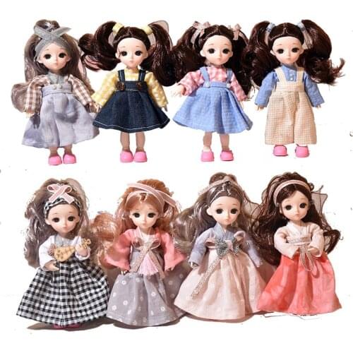 16cm BJD Dolls 13 Joint Moveable Original 1/12 Princess Doll Toys Makeup Dress up Naked Nude Cute Baby Doll Toy For Kids Gifts