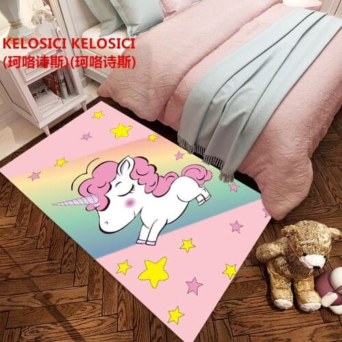 Cartoon Cute Princess Pink Child Room Carpets For Living Room Bedroom Area Rugs Unicorn Mats 3D Printed Baby Crawl Kids Carpet
