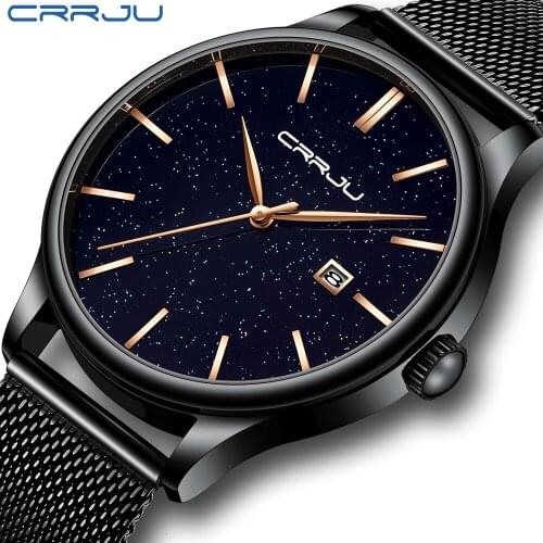 CRRJU Men Watches Top Brand Luxury Fashion Calendar Starry Sky Quartz Wrist Watch For Male Clock Waterproof relogio masculino