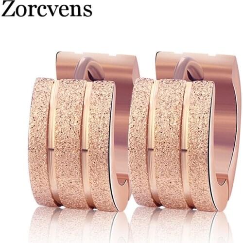 Modyle 2020 New Rose Gold Color 316L Stainless Steel Scrub Earrings High Quality Hoop Earrings Female Wedding Gifts