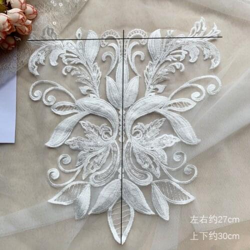 New Design Embroidery Applique Medallions Piece Lace For Wedding Dress Applique Lace Or Veil Lace