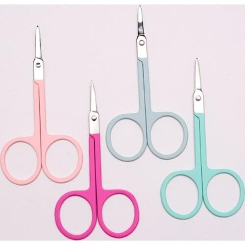 Beauty Scissors Stainless Steel Eyebrow Nose Eyelash Cuticle Scissors Curved Pedicure Manicure Trimmer Makeup Nail Tool
