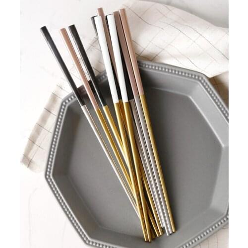 10pairs 304 Stainless Steel Hashi Chopsticks Japanese Sushi Black Metal Food Chop Stick Durable Palillos Chinos Sticks Tableware