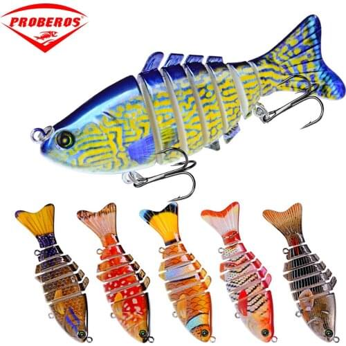 PROBEROS 1PC Swimbait fishing bait 7 Sections Lifelike Fishing Lure 10cm 15.61g 6# Hook Fishing Tackle Cololful
