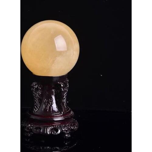 Natural Citrine Stones Iceland Crystal Ball Optical Calcite Sphere + Base