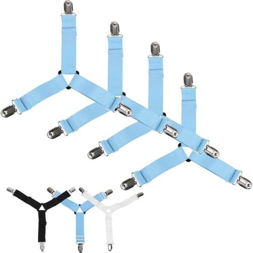 4 pcs Mattress Duvet Blanket Fastener Straps Cover Grippers Holder Slip-Resistant Belt Adjustable Bed Sheet Fixing Clips