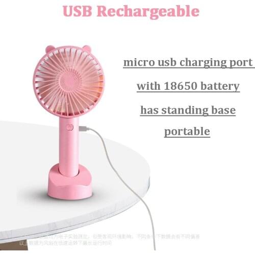 Hand-Held Ventilator Fan Portable Ventilation Cute Pet USB Rechargeable Cooling Fans Desktop Phone Standing Holder Bracket Base