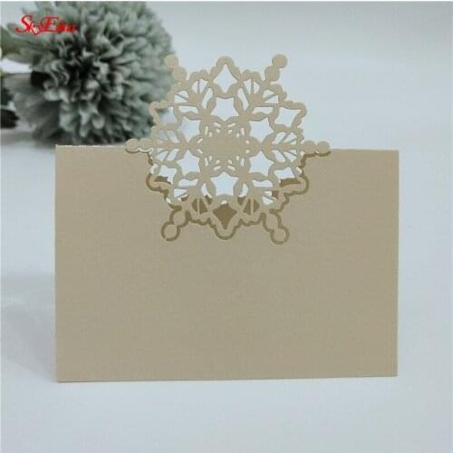 Snow Flake Party Seat Table 100 PCS Place Cards Name Card Decoration Laser Cut Guest Card Favor Christmas Party Decor Paper 6z