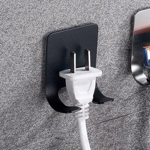 Self-adhesive Stainless Steel Double Hook Bathroom Shaver Holder Hanger Kitchen Home Organizer Door