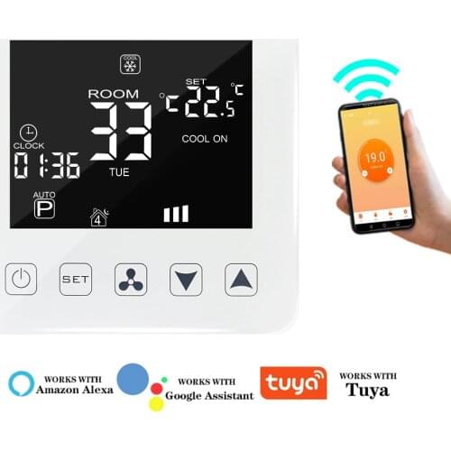 WIFI Thermostat AC 230V 5A Temperature control in central air conditioning for fan coil work with Alexa google home