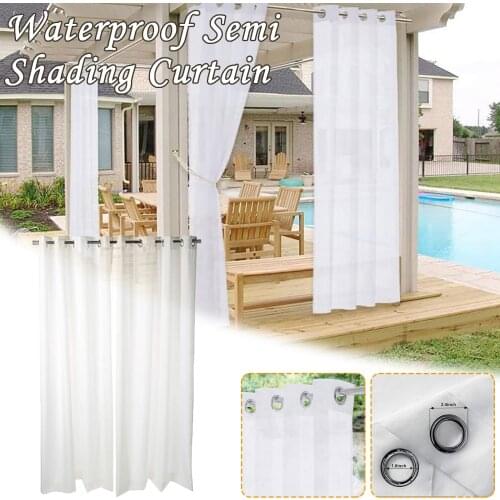 Outdoor Curtain Waterproof for Patio Detachable Transparent Easy Hanging Outside Porch White Sheer fit Beach Garden Gazebo